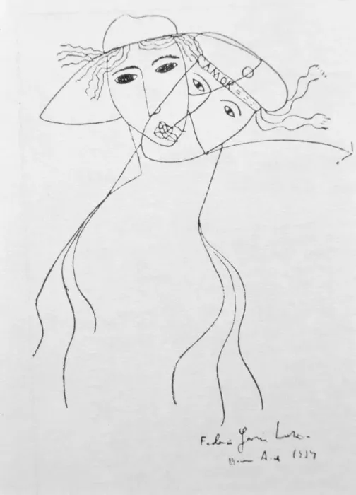 Framed Print : Drawing by Federico Garcia Lorca (1899-1936) held in Buenos Aires to illustrate one Framed Print : Drawing by Federico Garcia Lorca (1899-1936) held in Buenos Aires to illustrate one