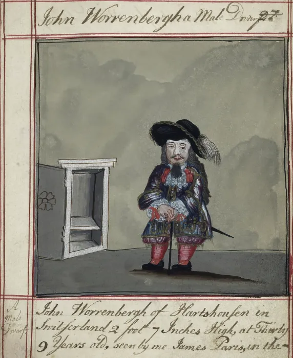 Framed Print : Drawing of John Worrenbergh, of Switzerland, a dwarf of 2 ft. 7 ins... early 18th century. Creator: James Paris du Plessis Framed Print : Drawing of John Worrenbergh, of Switzerland, a dwarf of 2 ft. 7 ins... early 18th century. Creator: James Paris du Plessis