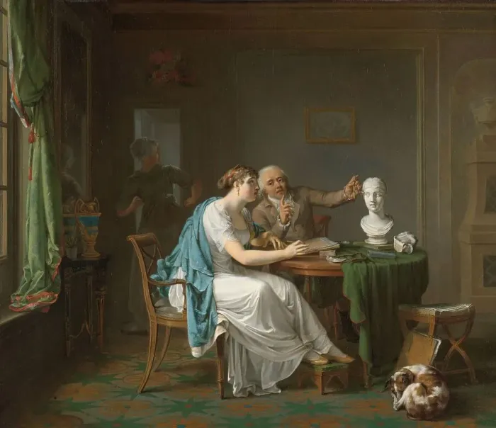 Framed Print : The Drawing Lesson, 1808. Creator: Louis Moritz