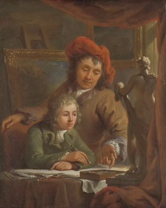 Framed Print : The Drawing Lesson, c.1790-c.1809. Creator: Abraham van Strij Framed Print : The Drawing Lesson, c.1790-c.1809. Creator: Abraham van Strij