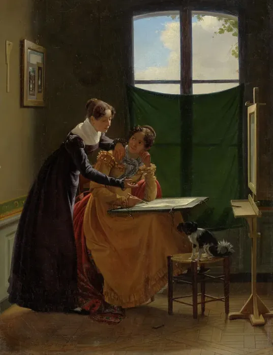 Framed Print : The Drawing Lesson, c1826. Creator: Pierre Duval le Camus Framed Print : The Drawing Lesson, c1826. Creator: Pierre Duval le Camus
