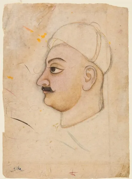 Framed Print : Drawing of a mans head with an unusual turban, c. 1780. Creator: Unknown Framed Print : Drawing of a mans head with an unusual turban, c. 1780. Creator: Unknown