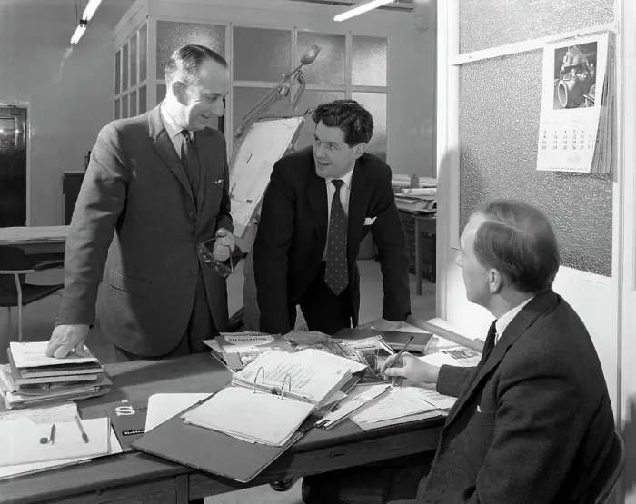 Framed Print : Drawing office scene, Edgar Allens steel foundry, Sheffield, South Yorkshire, 1964