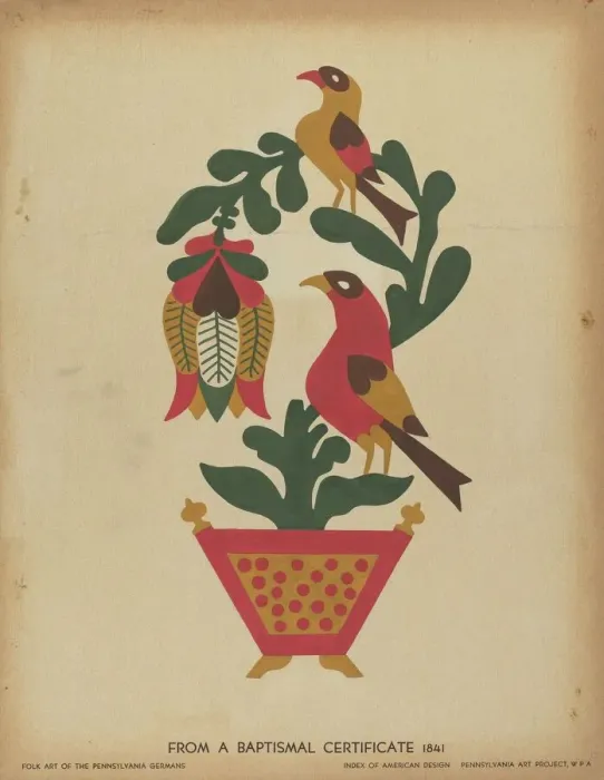 Framed Print : Drawing for Plate 12: From the Portfolio Folk Art of Rural Pennsylvania, c. 1939. Creator: Unknown Framed Print : Drawing for Plate 12: From the Portfolio Folk Art of Rural Pennsylvania, c. 1939. Creator: Unknown