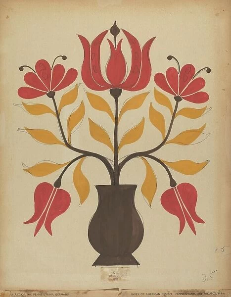 Drawing for Plate 5: From Portfolio 'Folk Art of Rural Pennsylvania', c. 1939. Creator: Unknown