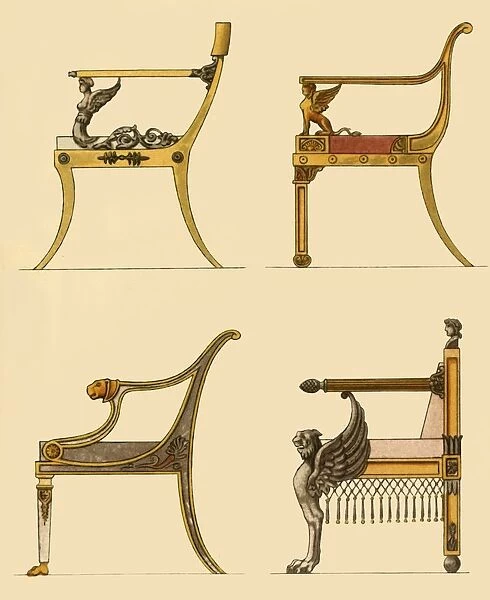 Drawing room chairs, 1808, (1946). Creator: Unknown