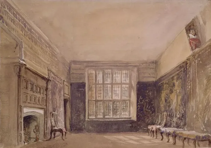 Framed Print : Drawing Room, Haddon Hall, 1831. Creator: David Cox the Elder Framed Print : Drawing Room, Haddon Hall, 1831. Creator: David Cox the Elder