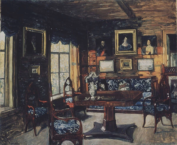 The Drawing room in the Manor house Rozhdestveno. Artist: Zhukovsky, Stanislav Yulianovich (1873-1944)
