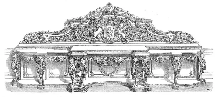 Framed Print : Drawing-room sideboard, by Morant, Boyd, and Morant, in the International Exhibition, 1862. Creator: Unknown Framed Print : Drawing-room sideboard, by Morant, Boyd, and Morant, in the International Exhibition, 1862. Creator: Unknown