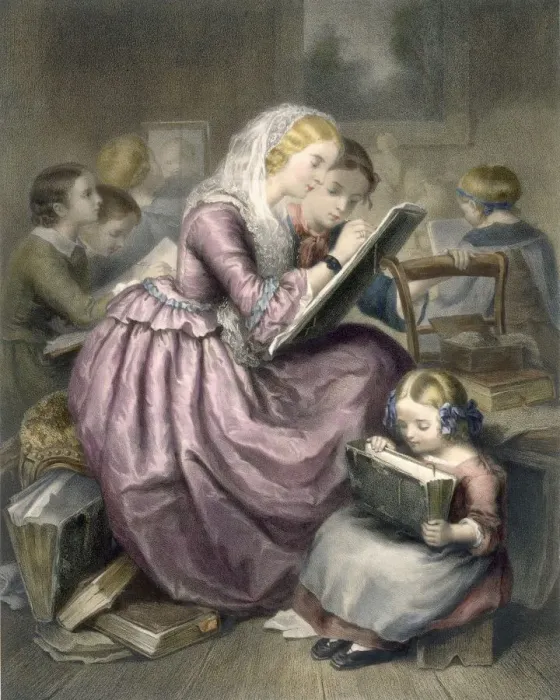 Framed Print : The Drawing School, c1835. Creator: French School (19th century) Framed Print : The Drawing School, c1835. Creator: French School (19th century)