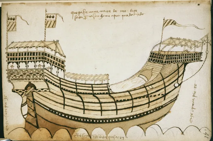 Framed Print : Drawing of a ship, c1447-1449. Creator: Unknown Framed Print : Drawing of a ship, c1447-1449. Creator: Unknown