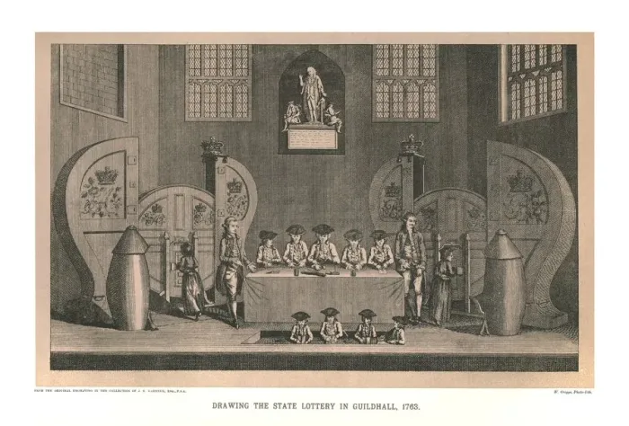 Framed Print : Drawing the State Lottery, 1763, (1886) Framed Print : Drawing the State Lottery, 1763, (1886)
