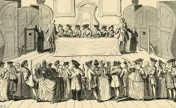 Drawing the State Lottery at Guildhall, 1751, (c1872). Creator: Unknown
