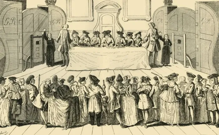 Framed Print : Drawing the State Lottery at Guildhall, 1751, (c1872). Creator: Unknown