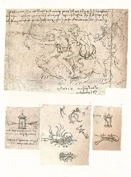 Four drawings of allegorical representations, c1472-c1519 (1883). Artist: Leonardo da Vinci