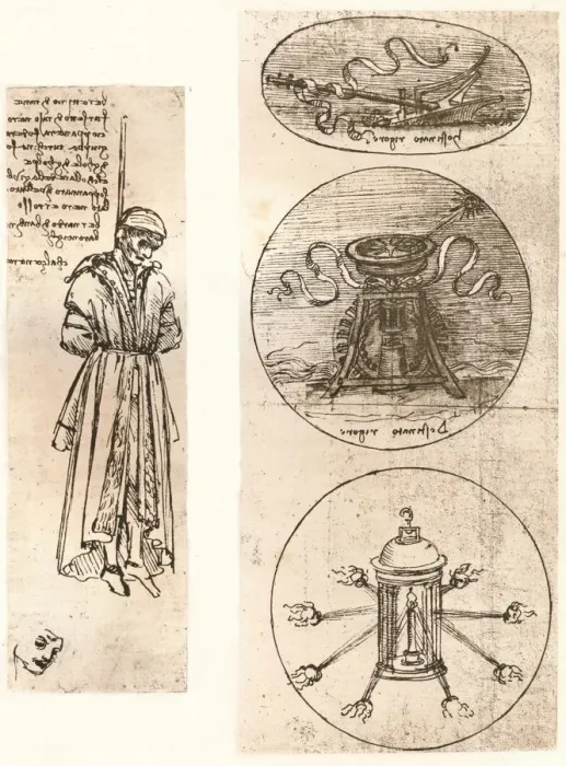 Framed Print : Drawings of Bernardo di Bandino Baroncelli hanged, and emblems, c1472-c1519 (1883). Artist: Leonardo da Vinci Framed Print : Drawings of Bernardo di Bandino Baroncelli hanged, and emblems, c1472-c1519 (1883). Artist: Leonardo da Vinci