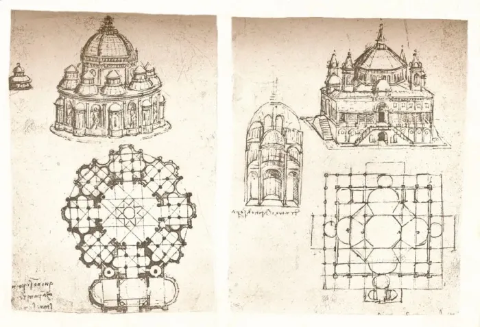Framed Print : Two drawings of churches, c1472-c1519 (1883). Artist: Leonardo da Vinci Framed Print : Two drawings of churches, c1472-c1519 (1883). Artist: Leonardo da Vinci