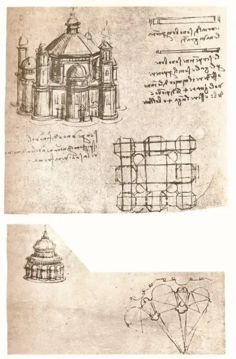 Framed Print : Two drawings of churches, c1472-c1519 (1883). Artist: Leonardo da Vinci Framed Print : Two drawings of churches, c1472-c1519 (1883). Artist: Leonardo da Vinci