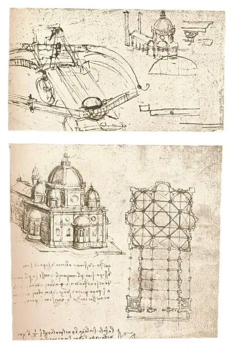 Framed Print : Two drawings of churches, c1472-c1519 (1883). Artist: Leonardo da Vinci Framed Print : Two drawings of churches, c1472-c1519 (1883). Artist: Leonardo da Vinci