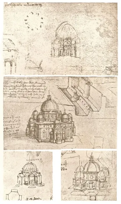 Framed Print : Four drawings of ecclesiastical architecture, c1472-c1519 (1883). Artist: Leonardo da Vinci Framed Print : Four drawings of ecclesiastical architecture, c1472-c1519 (1883). Artist: Leonardo da Vinci