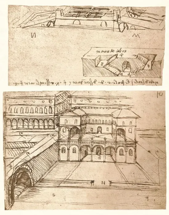 Framed Print : Two drawings of plans for towns, c1472-c1519 (1883). Artist: Leonardo da Vinci Framed Print : Two drawings of plans for towns, c1472-c1519 (1883). Artist: Leonardo da Vinci