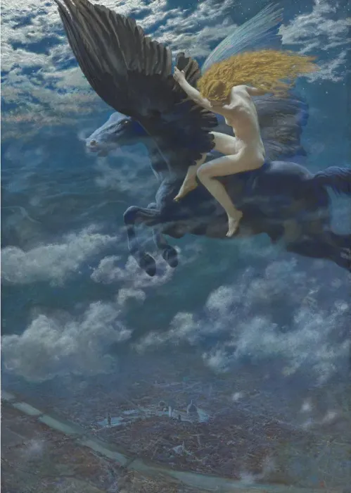 Framed Print : Dream Idyll (A Valkyrie), c. 1902. Artist: Hughes, Edward Robert (1851-1914) Framed Print : Dream Idyll (A Valkyrie), c. 1902. Artist: Hughes, Edward Robert (1851-1914)