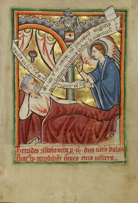 Framed Print : The Dream of Joseph / The Angel Appearing to Herod, about 1190-1200 and about 1480-1490. Creator: Unknown Framed Print : The Dream of Joseph / The Angel Appearing to Herod, about 1190-1200 and about 1480-1490. Creator: Unknown