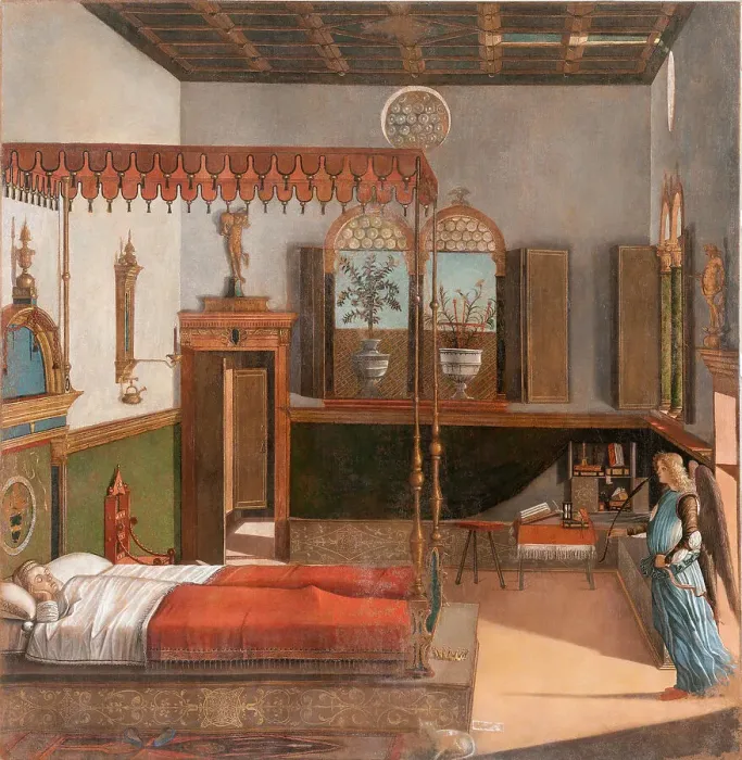 Framed Print : Dream of Saint Ursula (The Legend of Saint Ursula), c1495. Creator: Carpaccio; Vittore (1460-1526) Framed Print : Dream of Saint Ursula (The Legend of Saint Ursula), c1495. Creator: Carpaccio; Vittore (1460-1526)