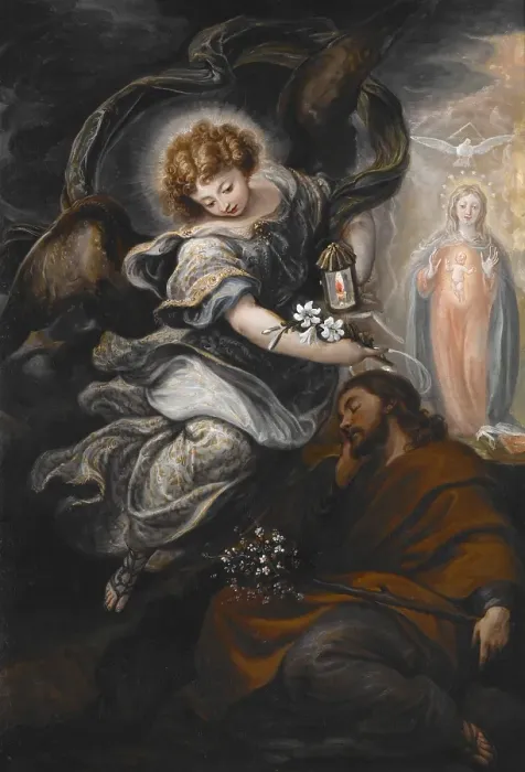 Framed Print : The Dream of St Joseph, about 1665. Creator: Francisco Rizi