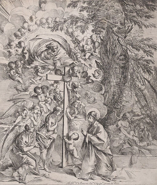 The dream of St Joseph, who is sleeping at the right, the Virgin and Child by a cro