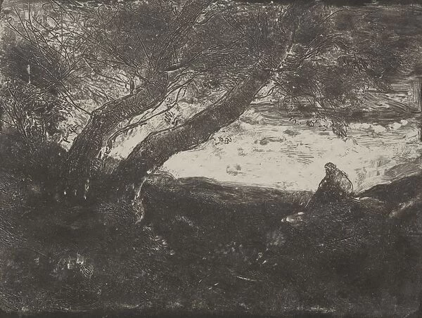 The Dreamer, original impression 1854, printed in 1921. Creator: Jean Baptiste Camille Corot