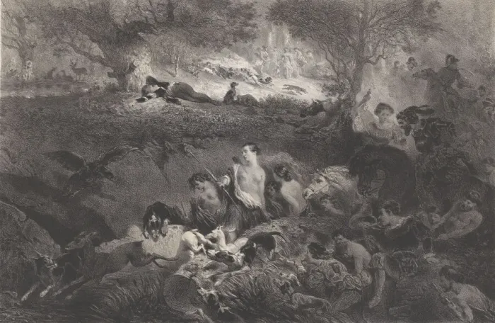 Framed Print : Dreams of Hunting, 1858. Creator: Celestin Nanteuil Framed Print : Dreams of Hunting, 1858. Creator: Celestin Nanteuil