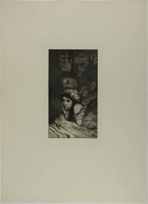 Framed Print : Dreams, plate three from A Life, 1884. Creator: Max Klinger Framed Print : Dreams, plate three from A Life, 1884. Creator: Max Klinger