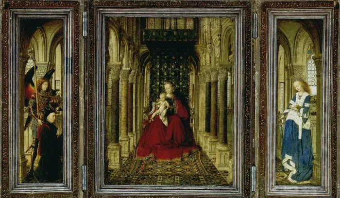 Framed Print : The Dresden Altarpiece (Triptych), 1437. Artist: Eyck, Jan van (1390-1441) Framed Print : The Dresden Altarpiece (Triptych), 1437. Artist: Eyck, Jan van (1390-1441)