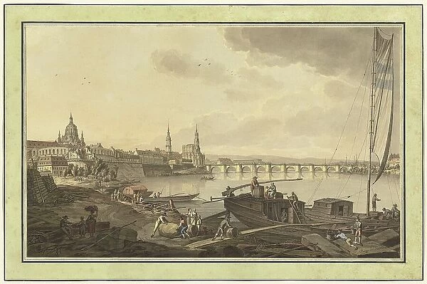Dresden from the Banks of the Elbe River, 1782. Creator: Adrian Zingg