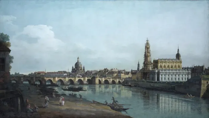 Framed Print : Dresden seen from the Right Bank of the Elbe, beneath the Augusts Bridge, 1748. Artist: Bellotto, Bernardo (1720-1780) Framed Print : Dresden seen from the Right Bank of the Elbe, beneath the Augusts Bridge, 1748. Artist: Bellotto, Bernardo (1720-1780)