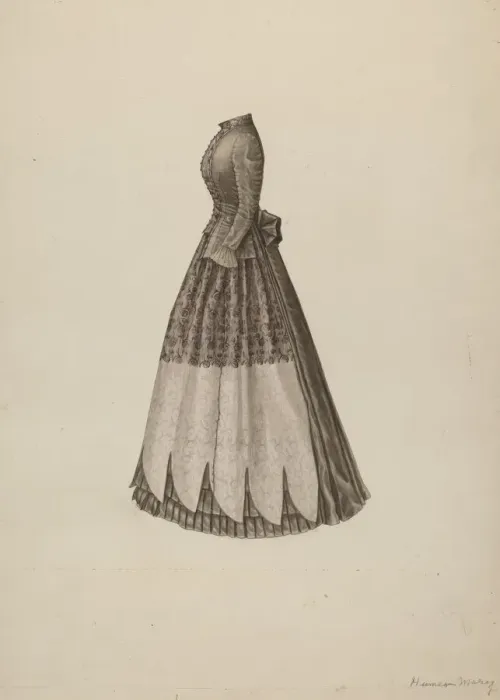 Framed Print : Dress, 1935 / 1942. Creator: Mary E Humes Framed Print : Dress, 1935 / 1942. Creator: Mary E Humes
