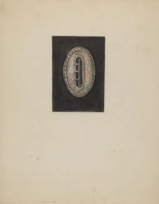 Framed Print : Dress Buckle, c. 1936. Creator: Bertha Semple Framed Print : Dress Buckle, c. 1936. Creator: Bertha Semple