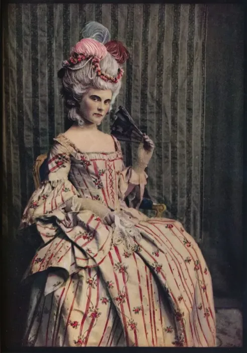Framed Print : A dress of charming proportion in beautiful French brocade. Period 1775-85, c1913 Framed Print : A dress of charming proportion in beautiful French brocade. Period 1775-85, c1913