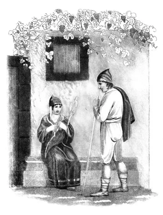 Framed Print : Dress of the Country People in Madeira. Artist: E Mitchell Framed Print : Dress of the Country People in Madeira. Artist: E Mitchell