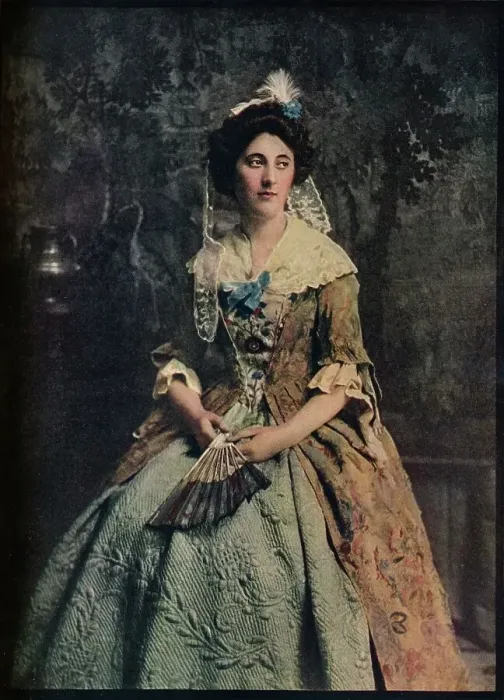 Framed Print : A Dress of the early 18th century, with a fine example of quilted petticoat, c1913 Framed Print : A Dress of the early 18th century, with a fine example of quilted petticoat, c1913