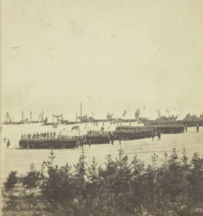 Framed Print : A Dress Parade of the Seventeenth New York, 1861. Creator: Unknown Framed Print : A Dress Parade of the Seventeenth New York, 1861. Creator: Unknown