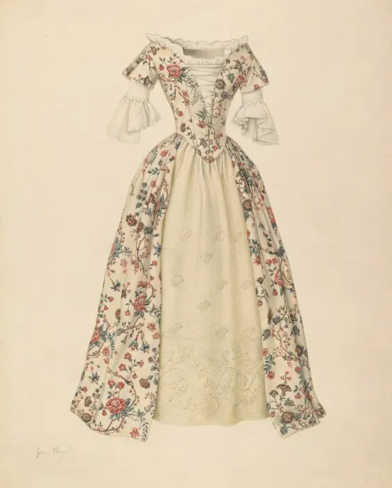 Framed Print : Dress with Quilted Petticoat, 1935  /  1942. Creator: Jean Peszel