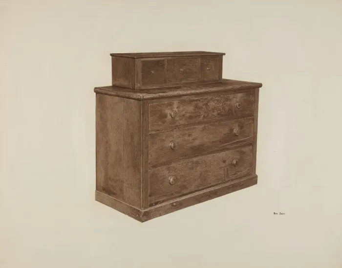 Framed Print : Dresser, c. 1940. Creator: Pearl Davis Framed Print : Dresser, c. 1940. Creator: Pearl Davis