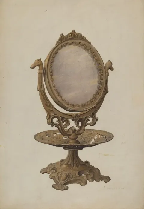Framed Print : Dressing Mirror, c. 1938. Creator: Samuel O. Klein Framed Print : Dressing Mirror, c. 1938. Creator: Samuel O. Klein