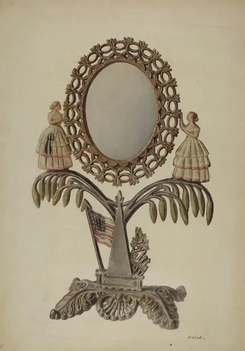 Framed Print : Dressing Mirror (cast iron), 1939. Creator: Paul Ward Framed Print : Dressing Mirror (cast iron), 1939. Creator: Paul Ward