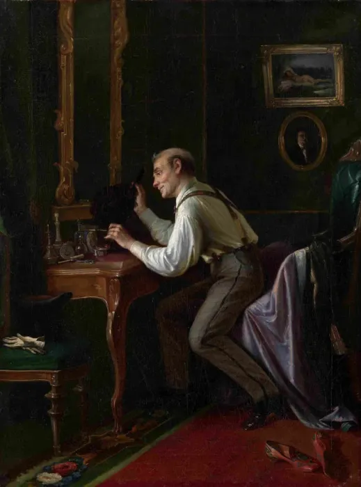 Framed Print : At the Dressing Table, 1872. Artist: Gribkov, Nikolai Yakovlevich (Mid of 19th cen. ) Framed Print : At the Dressing Table, 1872. Artist: Gribkov, Nikolai Yakovlevich (Mid of 19th cen. )