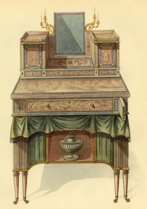 Framed Print : Dressing table in satinwood, 1804, (1946). Creator: Unknown Framed Print : Dressing table in satinwood, 1804, (1946). Creator: Unknown