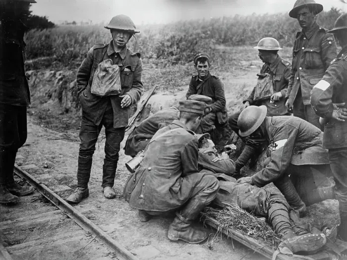 Framed Print : Dressing wounds of British, 18 Aug 1918. Creator: Bain News Service Framed Print : Dressing wounds of British, 18 Aug 1918. Creator: Bain News Service