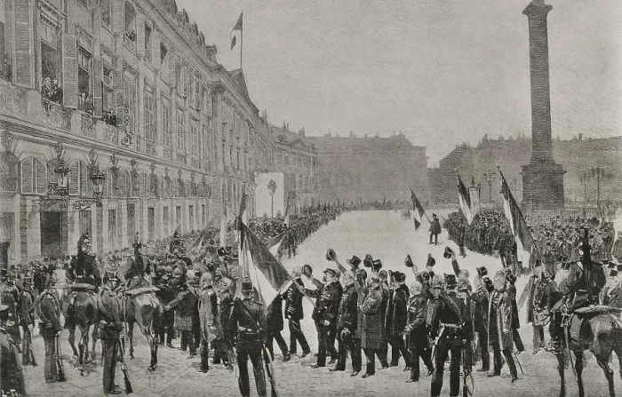 Framed Print : Dreyfus Affair: patriotic demonstration in honour of General Saussier, Paris, France, 1898. Creator: Unknown Framed Print : Dreyfus Affair: patriotic demonstration in honour of General Saussier, Paris, France, 1898. Creator: Unknown